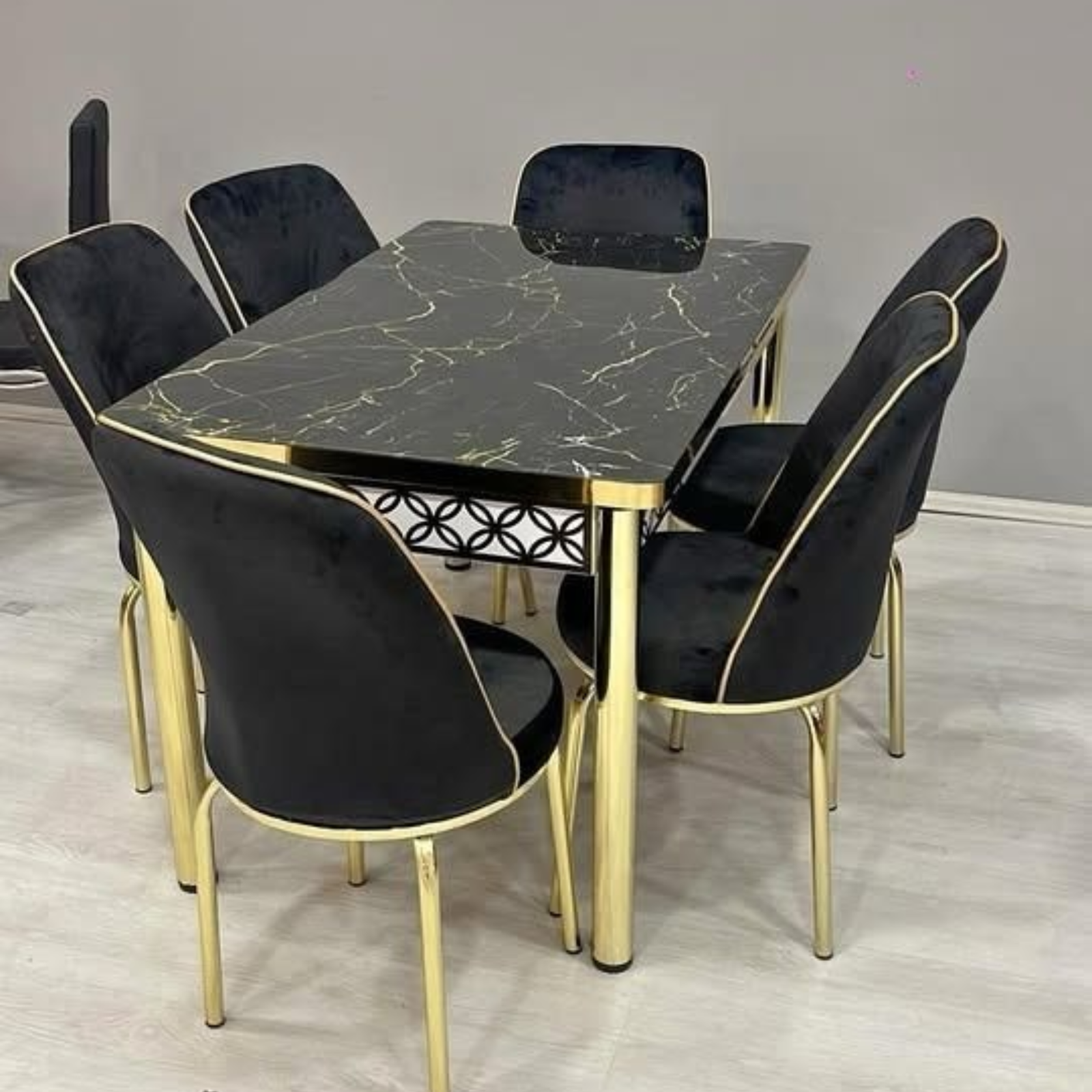 Black Gold Turkish Style Dining Table & Chair Black Gold Turkish Style Dining Table & Chair