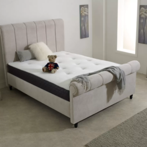 Lilly Panelled Upholstered Sleigh Bed